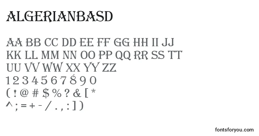 Шрифт Algerianbasd – алфавит, цифры, специальные символы