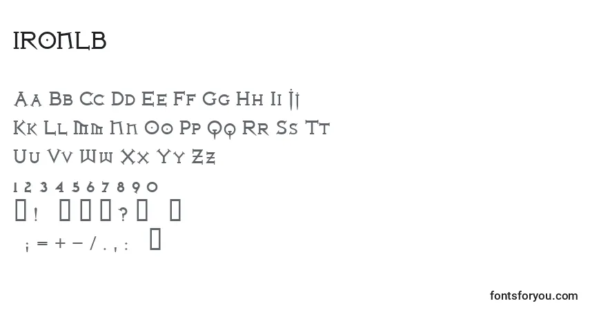 A fonte IRONLB   (130531) – alfabeto, números, caracteres especiais