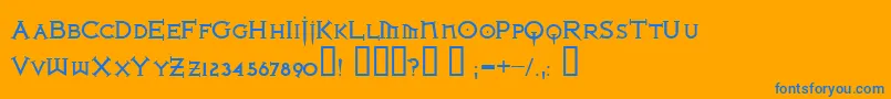 フォントIRONLB   – オレンジの背景に青い文字