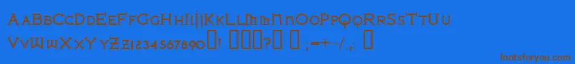フォントIRONLB   – 茶色の文字が青い背景にあります。