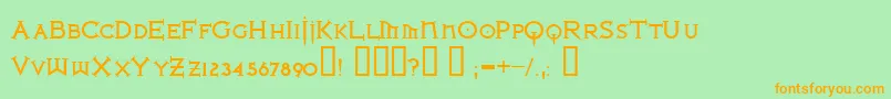 IRONLB  -Schriftart – Orangefarbene Schriften auf grünem Hintergrund