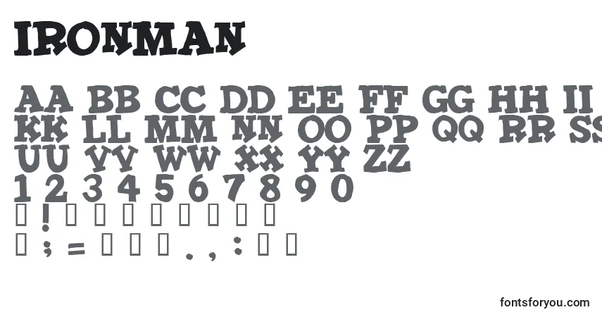 Schriftart IRONMAN (130532) – Alphabet, Zahlen, spezielle Symbole