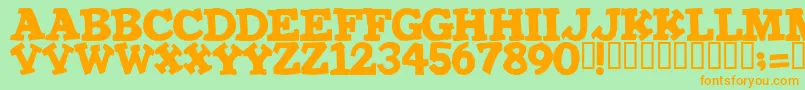 IRONMAN-Schriftart – Orangefarbene Schriften auf grünem Hintergrund