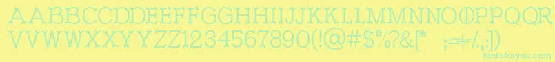 Ironworks-Schriftart – Grüne Schriften auf gelbem Hintergrund