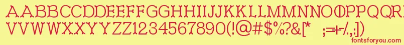 Ironworks-fontti – punaiset fontit keltaisella taustalla