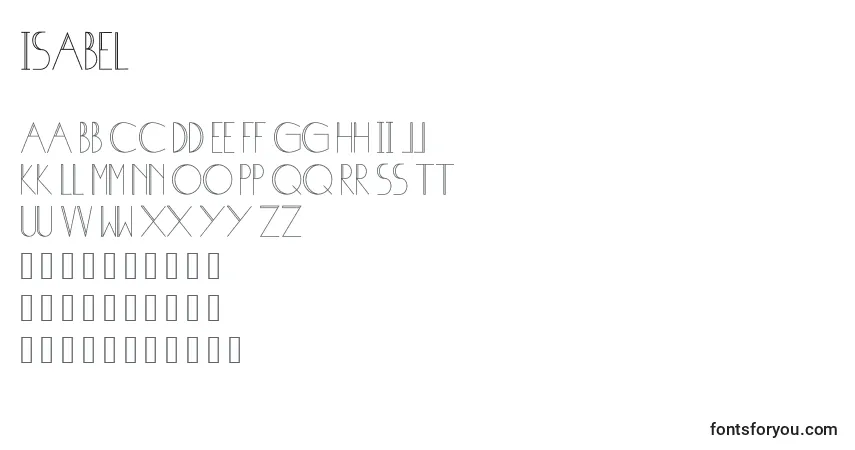 Fuente Isabel - alfabeto, números, caracteres especiales