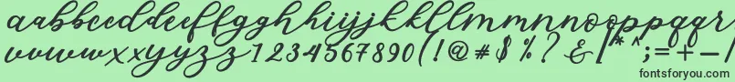 Fonte Isabella Script – fontes pretas em um fundo verde