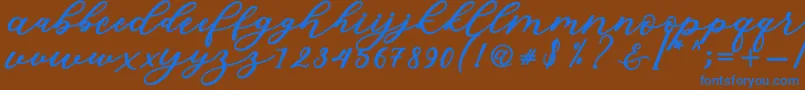 Isabella Script Font – Blue Fonts on Brown Background