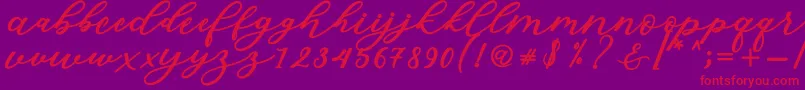 Fonte Isabella Script – fontes vermelhas em um fundo violeta