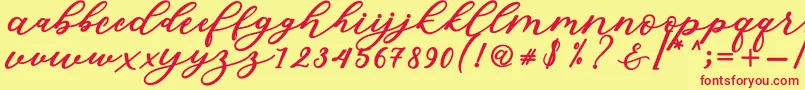 Isabella Script-fontti – punaiset fontit keltaisella taustalla
