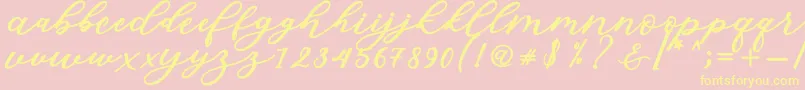 Isabella Script Font – Yellow Fonts on Pink Background