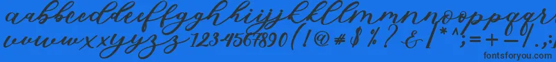 Fonte Isabella Script – fontes pretas em um fundo azul