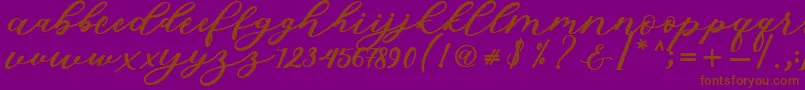 Isabella Script-Schriftart – Braune Schriften auf violettem Hintergrund