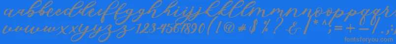 Isabella Script-Schriftart – Graue Schriften auf blauem Hintergrund