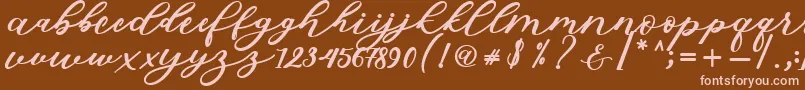 Isabella Script Font – Pink Fonts on Brown Background