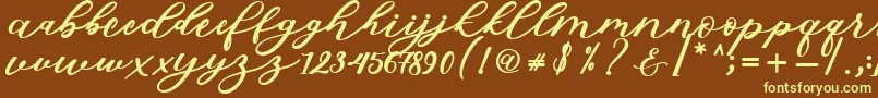Isabella Script Font – Yellow Fonts on Brown Background