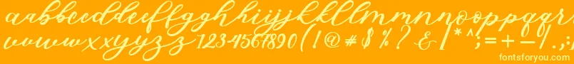 Isabella Script Font – Yellow Fonts on Orange Background