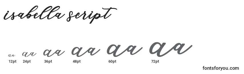 Isabella Script (130538) Font Sizes