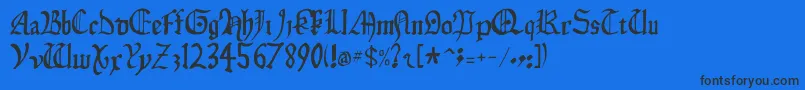 Isabella-Schriftart – Schwarze Schriften auf blauem Hintergrund