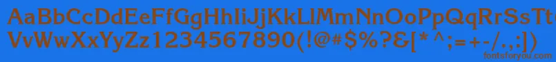 フォントKorinnatttBold – 茶色の文字が青い背景にあります。