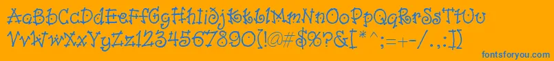 Isabelle Font – Blue Fonts on Orange Background