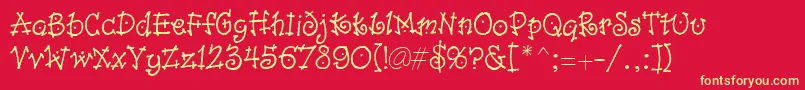 フォントIsabelle – 黄色の文字、赤い背景