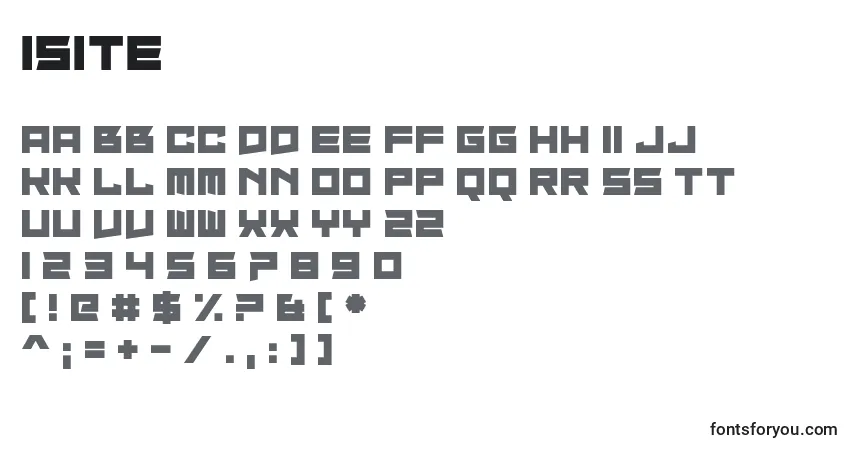 A fonte Isite – alfabeto, números, caracteres especiais