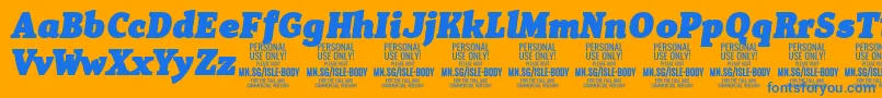 IsleBodyBl i PERSONAL Font – Blue Fonts on Orange Background