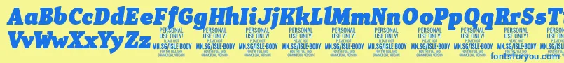 IsleBodyBl i PERSONAL Font – Blue Fonts on Yellow Background