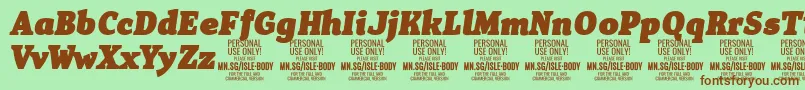 IsleBodyBl i PERSONAL Font – Brown Fonts on Green Background