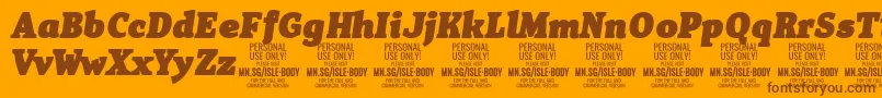 IsleBodyBl i PERSONAL Font – Brown Fonts on Orange Background