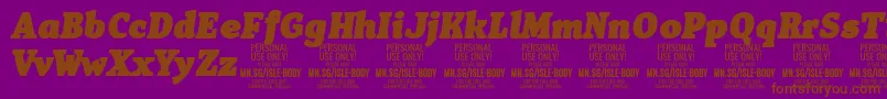 IsleBodyBl i PERSONAL Font – Brown Fonts on Purple Background
