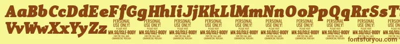 IsleBodyBl i PERSONAL Font – Brown Fonts on Yellow Background