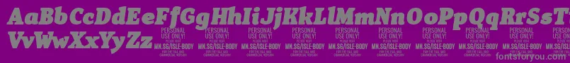 IsleBodyBl i PERSONAL Font – Gray Fonts on Purple Background