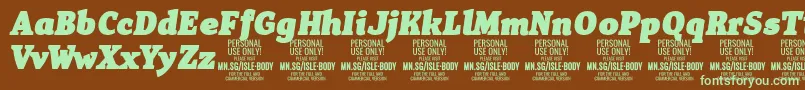 IsleBodyBl i PERSONAL Font – Green Fonts on Brown Background