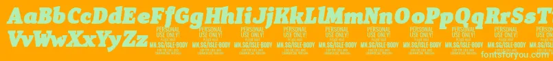 IsleBodyBl i PERSONAL Font – Green Fonts on Orange Background