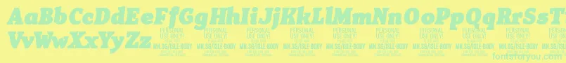 IsleBodyBl i PERSONAL Font – Green Fonts on Yellow Background