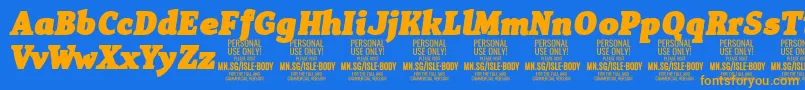 IsleBodyBl i PERSONAL Font – Orange Fonts on Blue Background