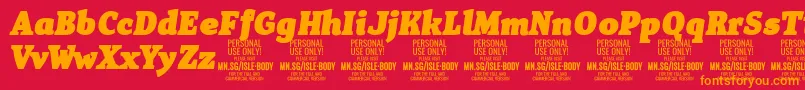 IsleBodyBl i PERSONAL Font – Orange Fonts on Red Background