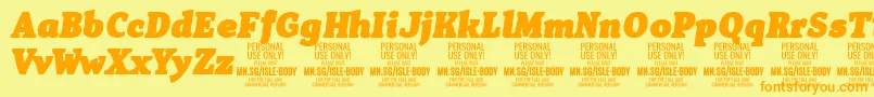 IsleBodyBl i PERSONAL Font – Orange Fonts on Yellow Background