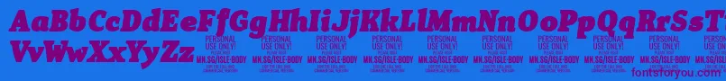 IsleBodyBl i PERSONAL Font – Purple Fonts on Blue Background