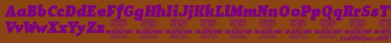 IsleBodyBl i PERSONAL Font – Purple Fonts on Brown Background