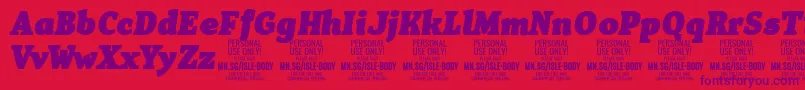 Шрифт IsleBodyBl i PERSONAL – фиолетовые шрифты на красном фоне
