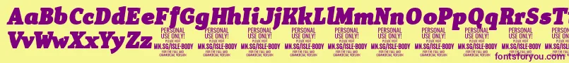 IsleBodyBl i PERSONAL Font – Purple Fonts on Yellow Background