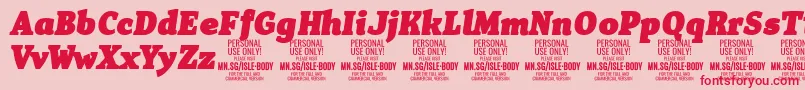 IsleBodyBl i PERSONAL Font – Red Fonts on Pink Background