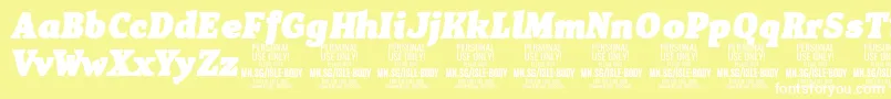 IsleBodyBl i PERSONAL Font – White Fonts on Yellow Background