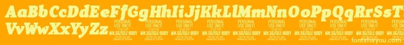 IsleBodyBl i PERSONAL Font – Yellow Fonts on Orange Background