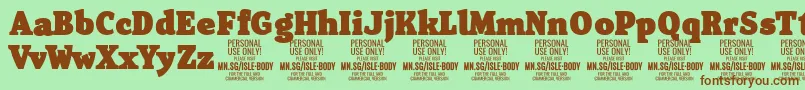 IsleBodyBl PERSONAL Font – Brown Fonts on Green Background