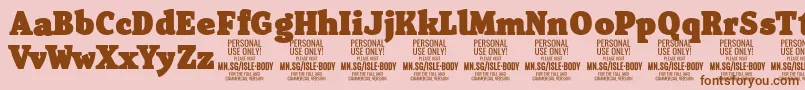 IsleBodyBl PERSONAL Font – Brown Fonts on Pink Background