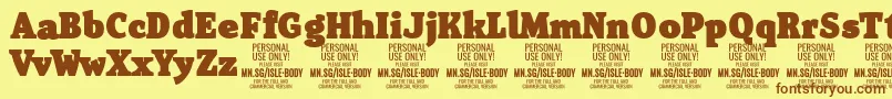Подробнее о шрифте IsleBodyBl PERSONAL Шрифт IsleBodyBl PERSONAL – коричневые шрифты на жёлтом фоне